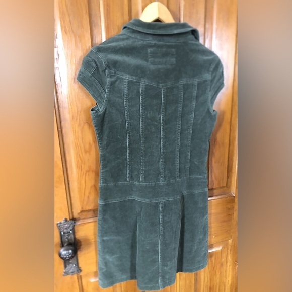 90s Olive Green Corduroy Mini Dress - Picture 3 of 15
